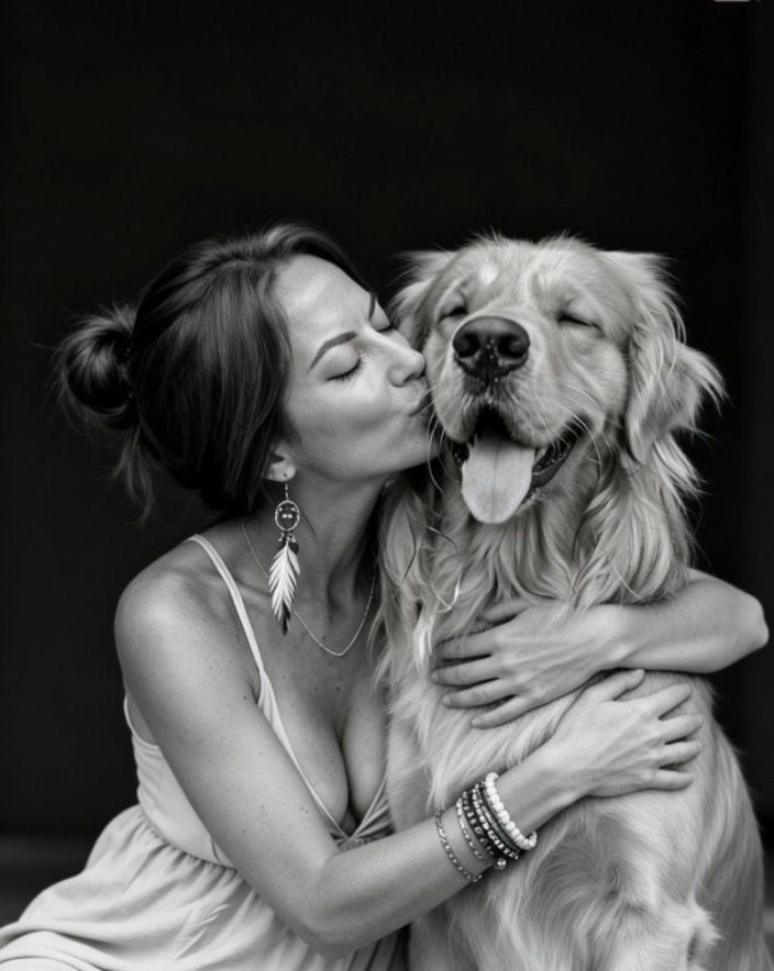 Vicky Lingley, founder of Collar & Comb, with her golden retriever